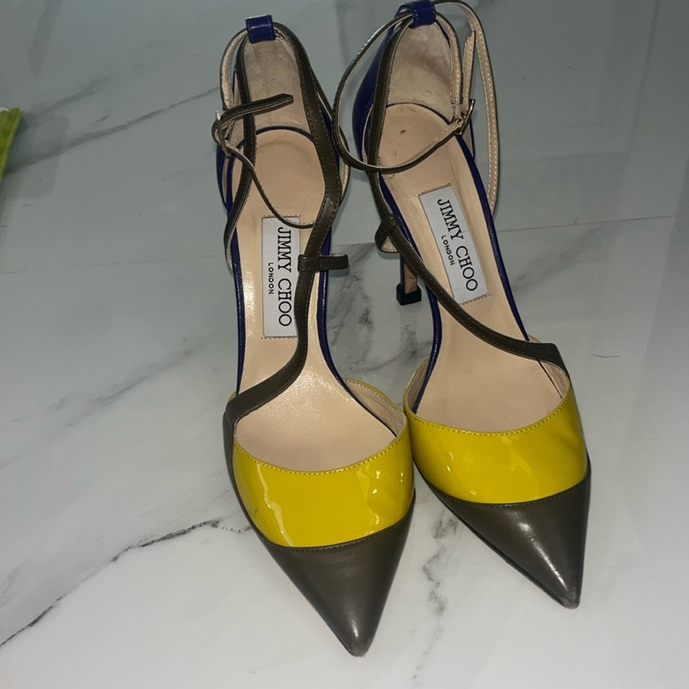 Jimmy Choo Mutya Colorblock Yellow Purple Heel
